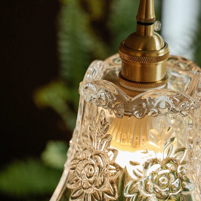 Nordic Flower Glass Pendant Light in Polished Copper - Decorbites