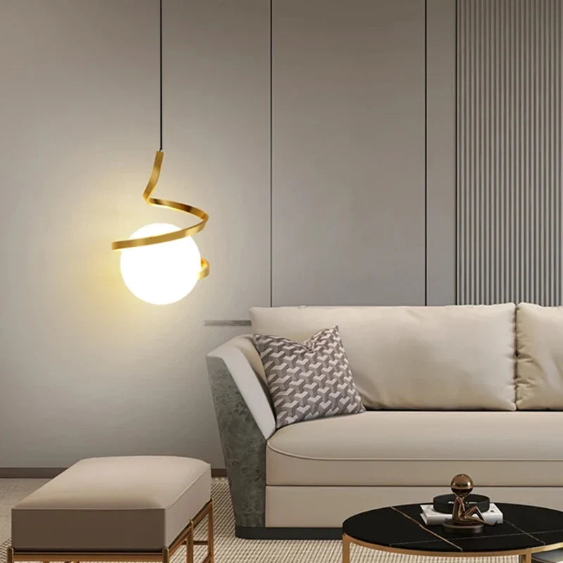 Nordic Glass Ball Pendant Light in Iron Finish