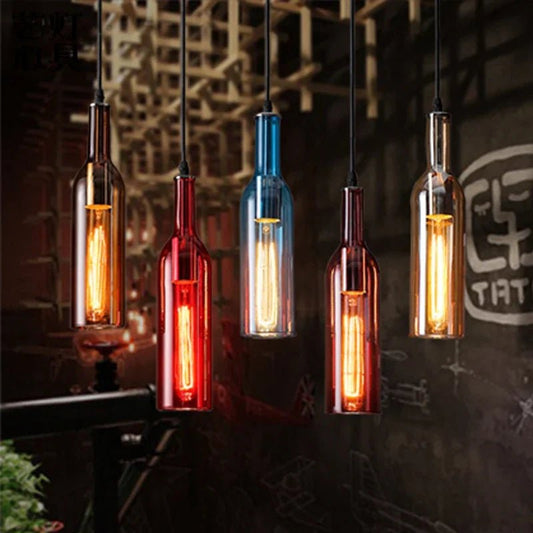 Nordic Glass Beer Bottle Pendant Light - Decorbites