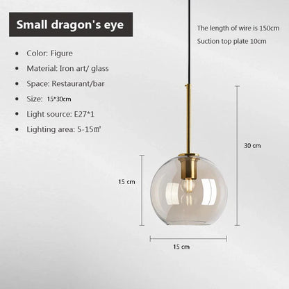 Nordic Glass Loft Pendant Light With Iron Finish - Decorbites