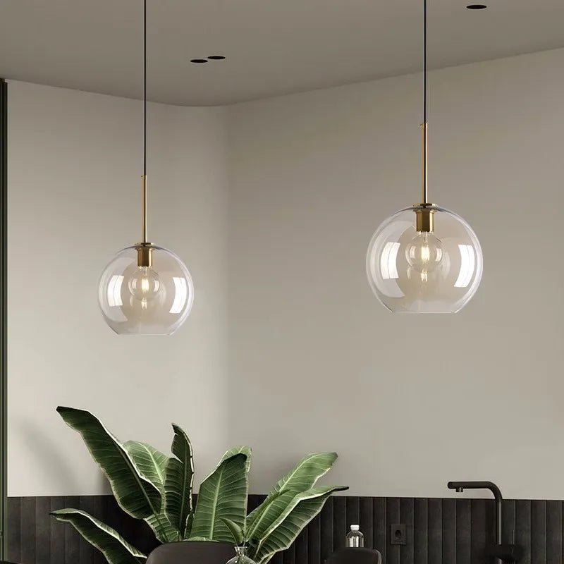 Nordic Glass Loft Pendant Light With Iron Finish - Decorbites