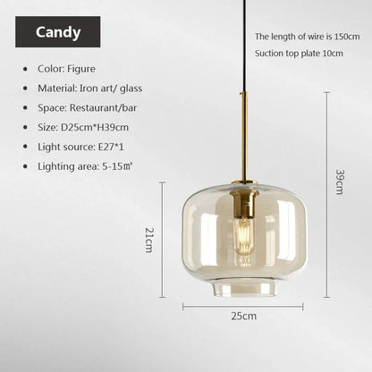 Nordic Glass Loft Pendant Light With Iron Finish - Decorbites