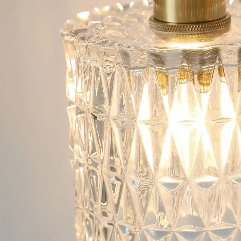 Clear glass wall sconce with faceted diamond cut design and brass led wall sconce top for bedroom decorbites brass led