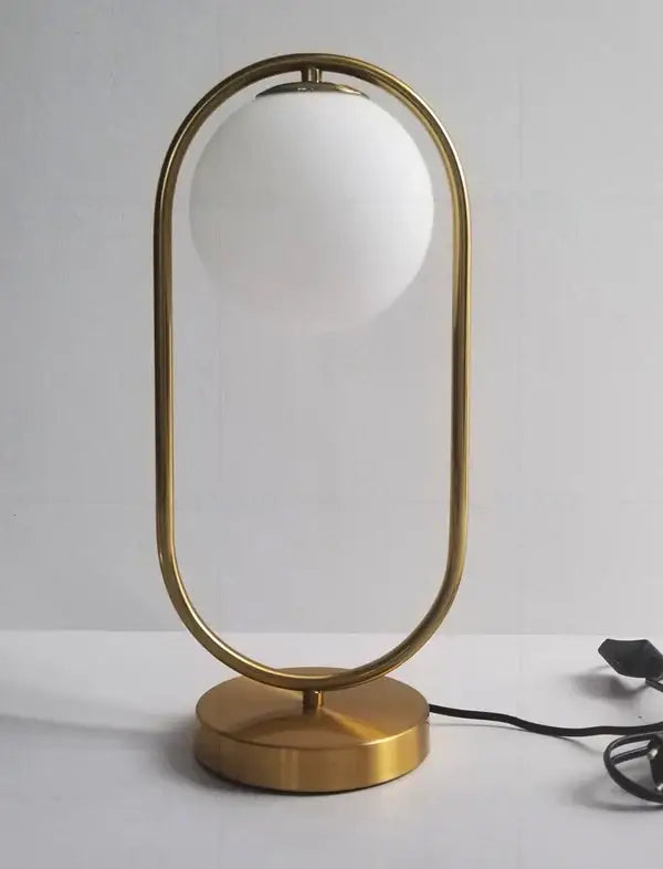 Nordic gold oval table lamp with frosted white glass ball shade featuring decorbites glass ball led design for bedroom decor