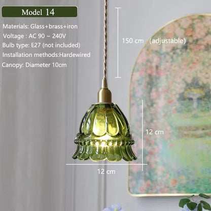 Nordic Green Glass Pendant Light With Brass Accents - Decorbites