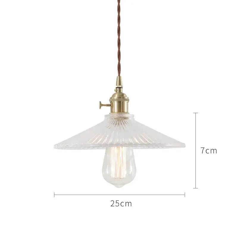 Nordic japan style pendant lights with brass finish and clear textured glass shade featuring exposed edison bulb for dining room