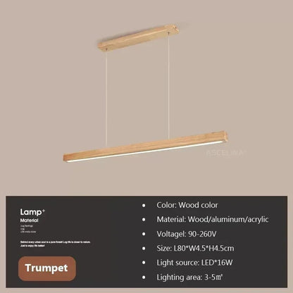 Nordic Linear Wood LED Pendant Light - Decorbites
