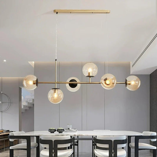 Nordic Long Bar Glass Globe Pendant Light - Decorbites
