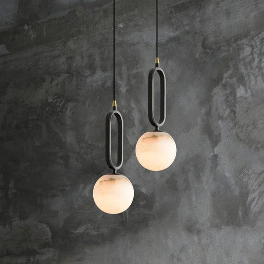 Nordic Marble Pendant Light With Polished Copper Accent - Decorbites
