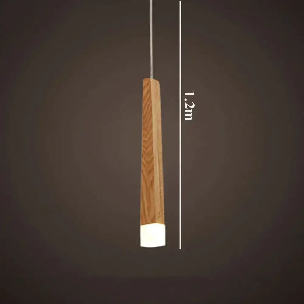 Nordic minimalist wood pendant lamp with natural wood finish and white acrylic base for dining room lighting