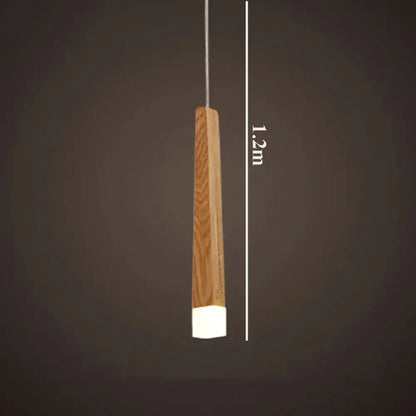 Nordic minimalist wood pendant lamp with natural wood finish and white acrylic base for dining room lighting