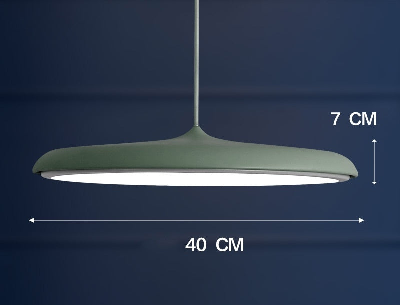 Nordic modern simple led chandelier 40 cm wide matte green pendant light with white interior and three color temperature features