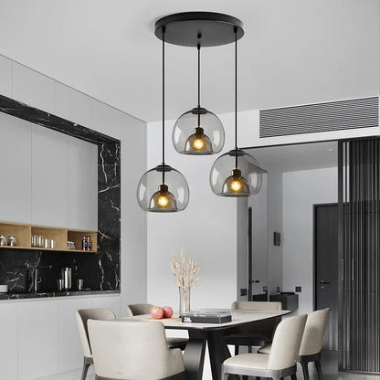 Nordic Smoke Gray Glass Pendant Light Chandelier - Decorbites