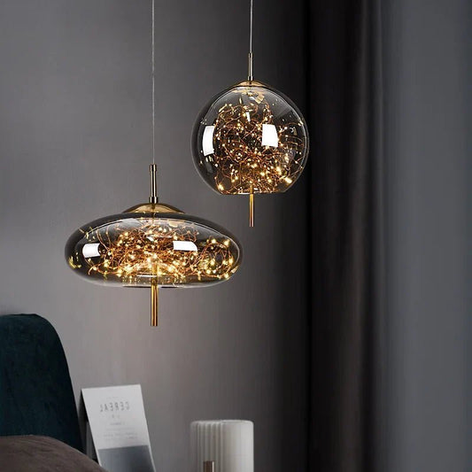 Nordic Star Glass Pendant Light With Long Cord - Decorbites