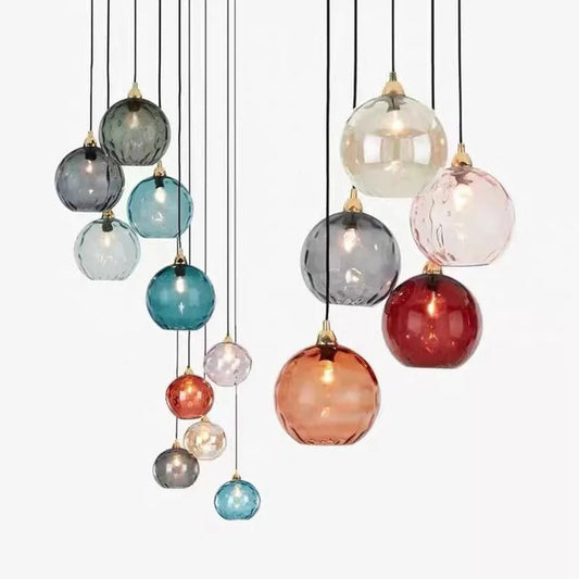 Nordic Water Grain Colored Glass Globe Pendant Light - Decorbites