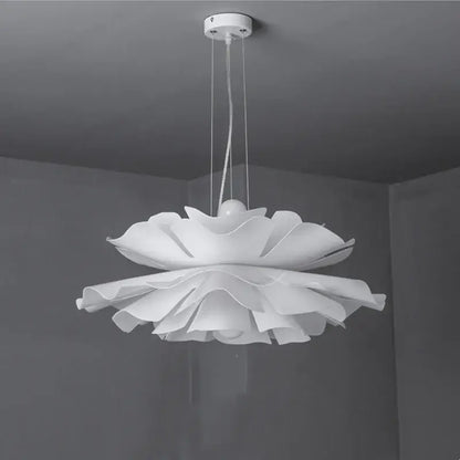 Nordic white acrylic flower pendant chandelier with layered petal design for modern bedroom decor pendant chandelier