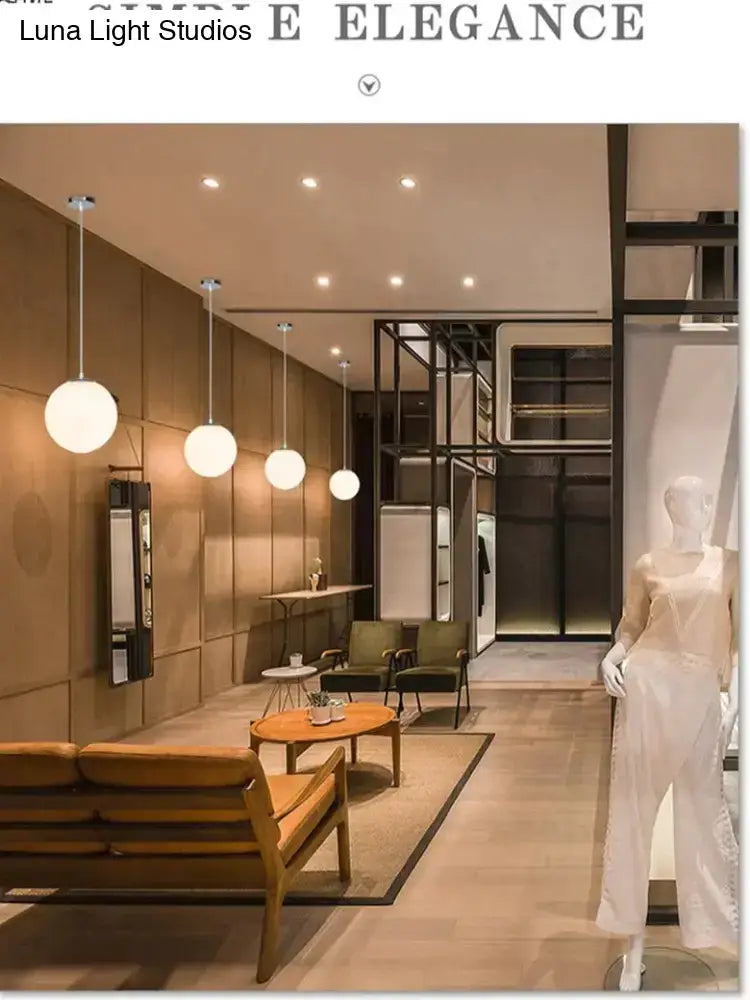 Modern decorbites nordic white glass ball pendant lights with matte finish for living room and restaurant use