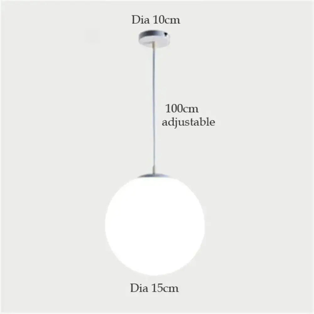 DecorBites nordic white glass ball pendant light with frosted spherical shade and silver metal fixture for modern spaces