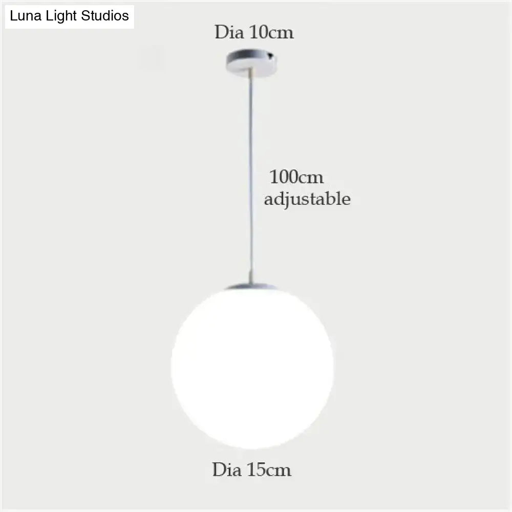 DecorBites nordic white glass ball pendant light with frosted glass globe and chrome hardware for modern living rooms
