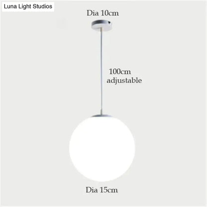 DecorBites nordic white glass ball pendant light with frosted glass globe and chrome hardware for modern living rooms