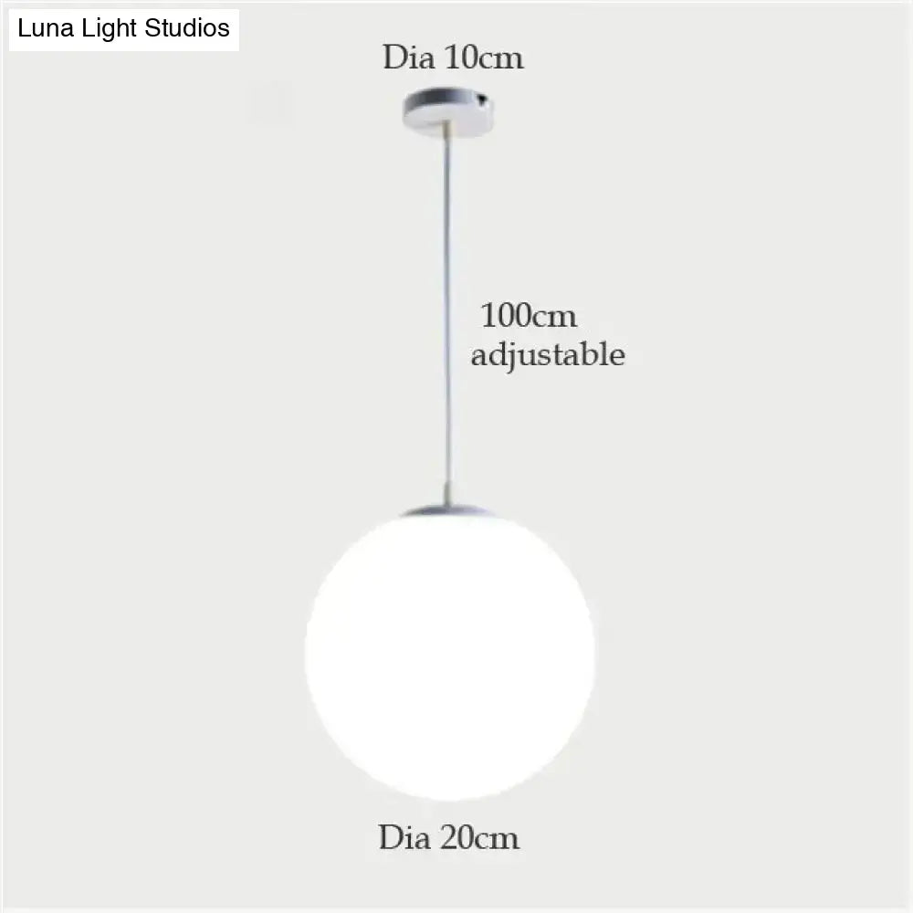 Decorbites nordic white glass ball pendant lights with frosted glass globe chrome hardware for modern living room