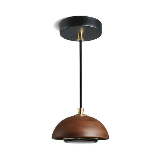Nordic Wood And Acrylic Pendant Light In Brown - Decorbites