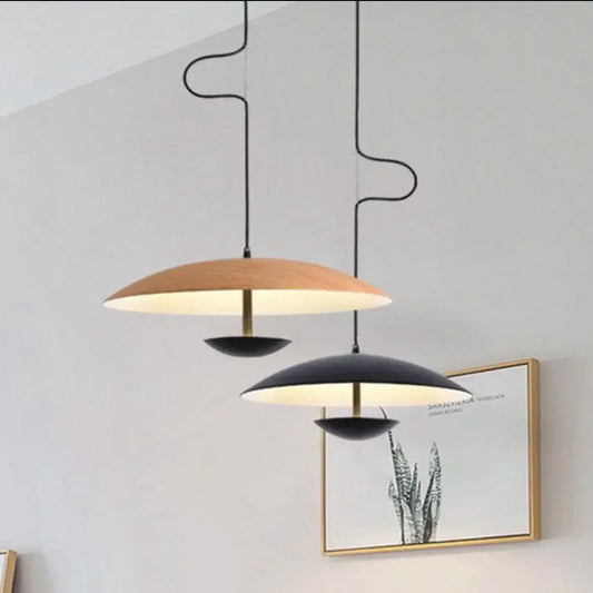 Nordic Wood Grain Black Ring Pendant Light - Decorbites