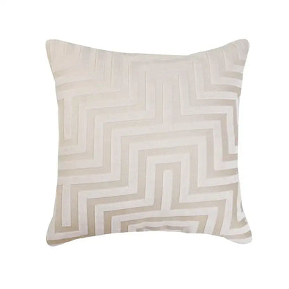 Beige square jacquard throw pillowcase with subtle geometric zigzag pattern in lighter beige tones for living room decorbites geometric jacquard