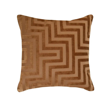 Brown velvet jacquard throw pillowcase with geometric zigzag pattern for living room decorbites geometric jacquard throw