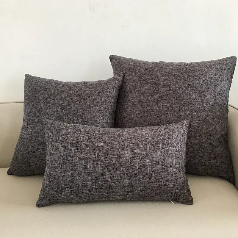 Set of three dark gray textured fabric cushion covers for decorbites ivory sofa with ivory sofa cushion accents