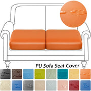 Orange waterproof pu leather sofa seat cover with water-resistant finish for living room protection