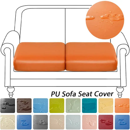 Orange waterproof pu leather sofa seat cover with water-resistant finish for living room protection
