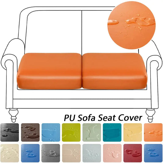 Orange waterproof pu leather sofa seat cover with water-resistant finish for living room protection
