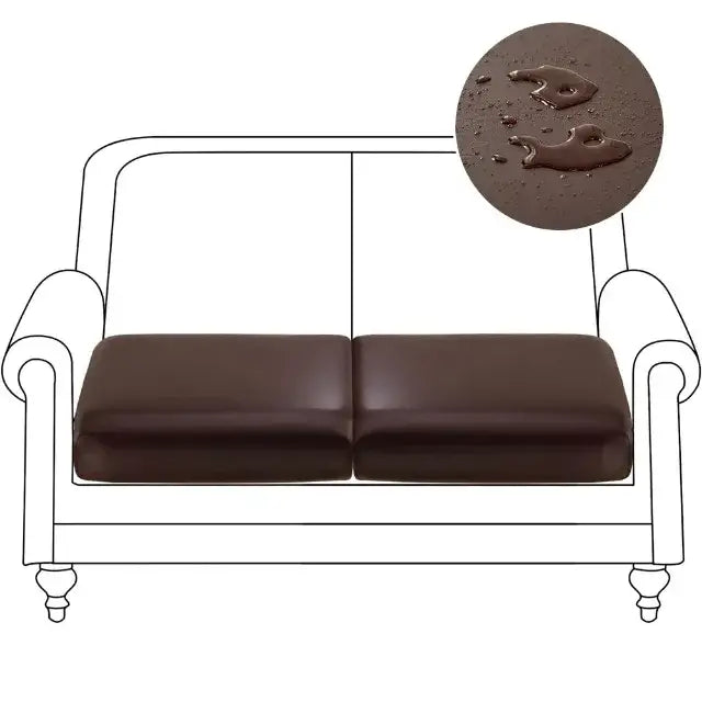Brown leather sofa cover with water-resistant finish for living room protection in orange waterproof pu leather design