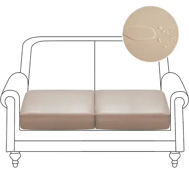 Beige faux leather sofa cover with water-resistant finish for living room protection and waterproof pu leather durability