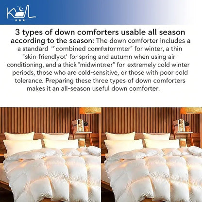 White goose down quilt thickened warm spring autumn winter comforter with quilted puffy design single double size