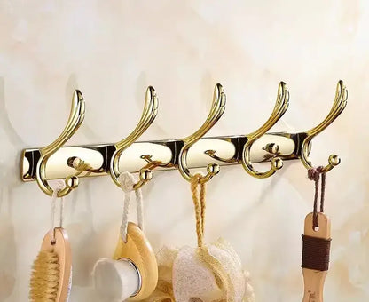 Gold-toned brass jade wall-mounted hook set with elegant curved antler design for brass jade bathroom decorbites