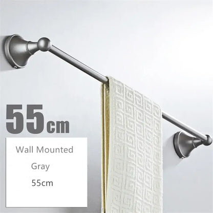 55cm gray wall-mounted towel rack with ornate brushed nickel finish from decorbites gray bathroom accessories set