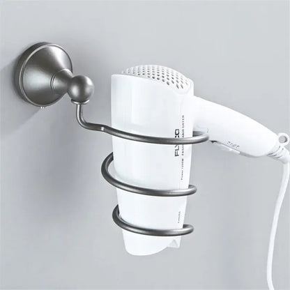 White fly 30 hair dryer held in sleek dark metallic holder from ornate brushed nickel gray bathroom accessories set for gray bathroom decorbites
