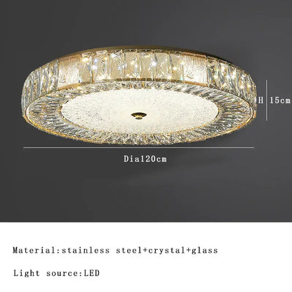 Ornate gold decorbites crystal glass ceiling light with faceted crystals and stainless steel frame for bedroom and living room