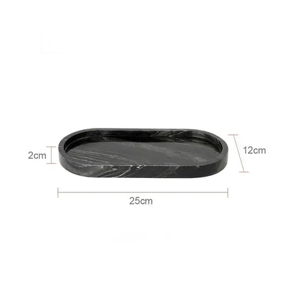 Black marble oval vanity tray with subtle white veining decorbites calacatta marble vanity for bathroom use