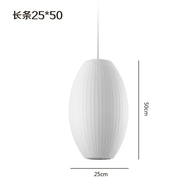 Oval white ribbed bubble silk pendant chandelier with elongated shape and sleek modern design for dining room decorbites bubble silk