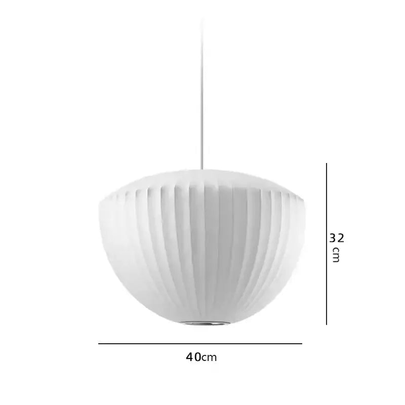 Oval white ribbed bubble silk pendant chandelier for dining room featuring decorbites bubble silk pendant design