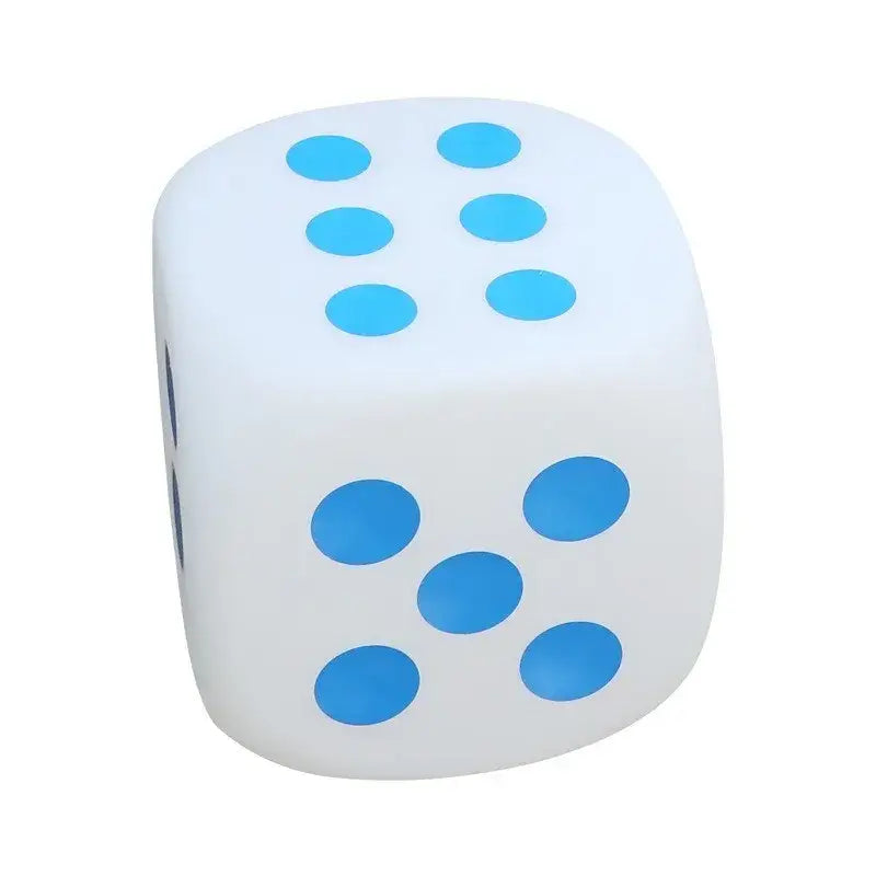 White plastic oversized dice night lamp with blue pips and colorful remote control for bedroom decorbites colorful remote
