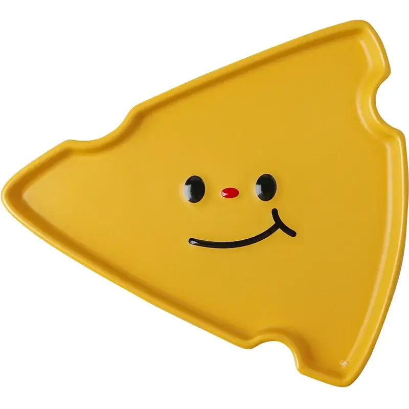 Yellow ceramic cheese-shaped plate with smiling face design for decorbites cloud tulip cartoon dog tableware collection