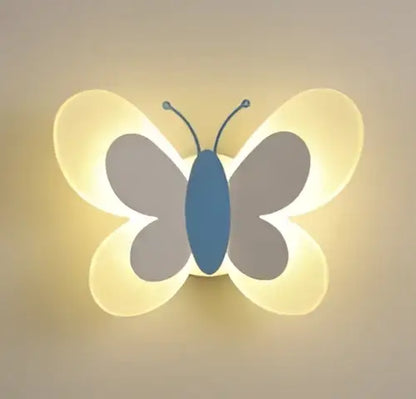 Blue and gray butterfly girl room lamp with soft glowing wings decorative wall sconce for pastel decorbites butterfly girl