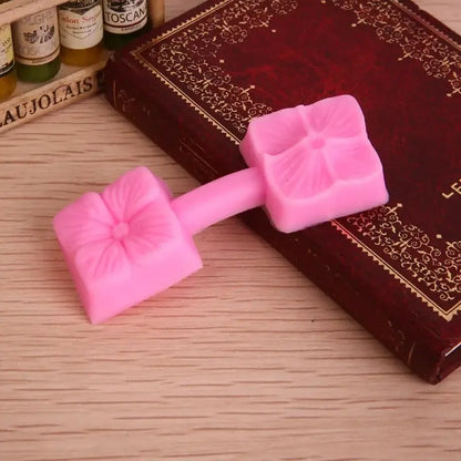 Pink silicone five petals flower mold kitchen baking tool for creating pastel petals flower shapes