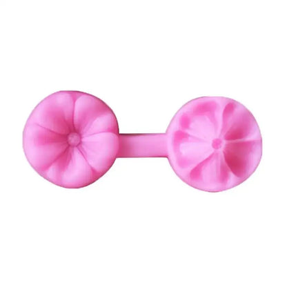 Pink silicone five petals flower mold with central stem for baking kitchen use pastel five petals flower tool