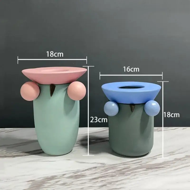 Pastel geometric ball ceramic vases with rounded bulbous sides and matching lids for living room decor from decorbites geometric ball