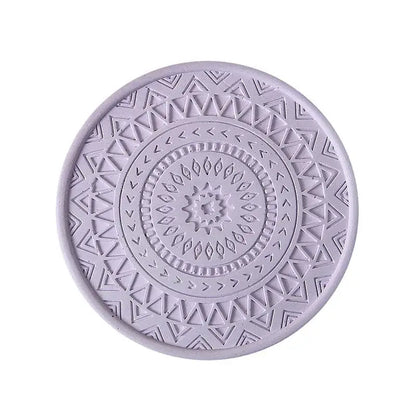 Lavender pastel mandala decorbites diatomite round coaster with embossed geometric patterns for dining room use